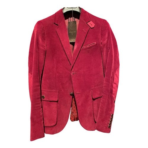 Pre-owned Gucci Velvet Vest In Burgundy