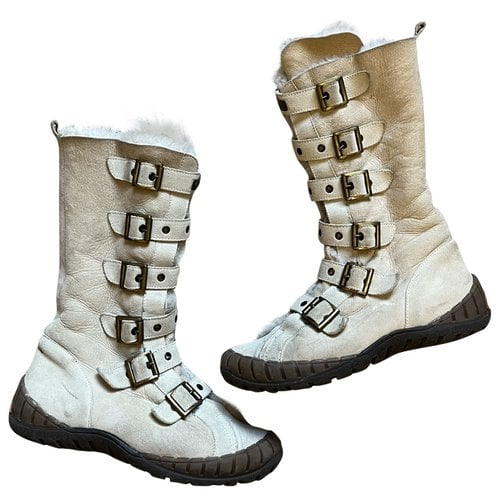 Pre-owned Moschino Leather Boots In Beige
