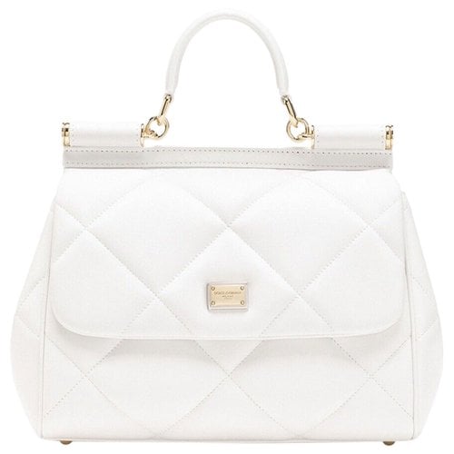 Pre-owned Dolce & Gabbana Sicily Leather Handbag In White