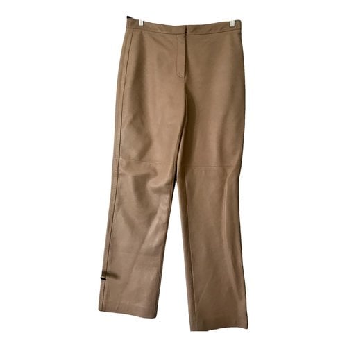 Pre-owned Loewe Leather Straight Pants In Camel