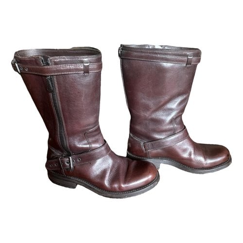 Pre-owned Bottega Veneta Leather Boots In Brown