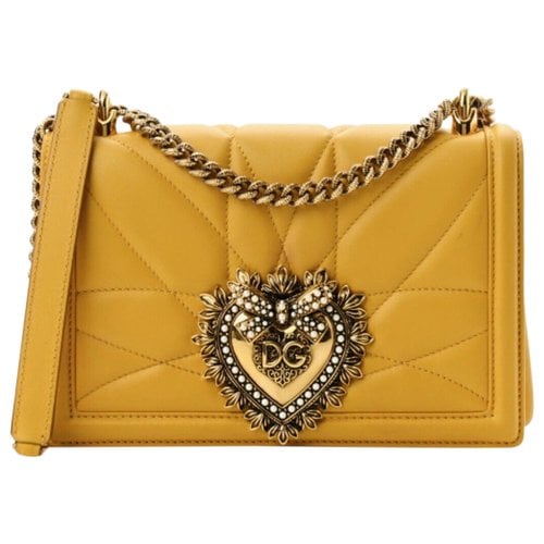 Pre-owned Dolce & Gabbana Devotion Leather Handbag In Yellow
