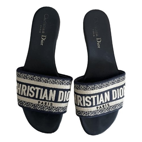 Pre-owned Dior Dway Cloth Flip Flops In Blue