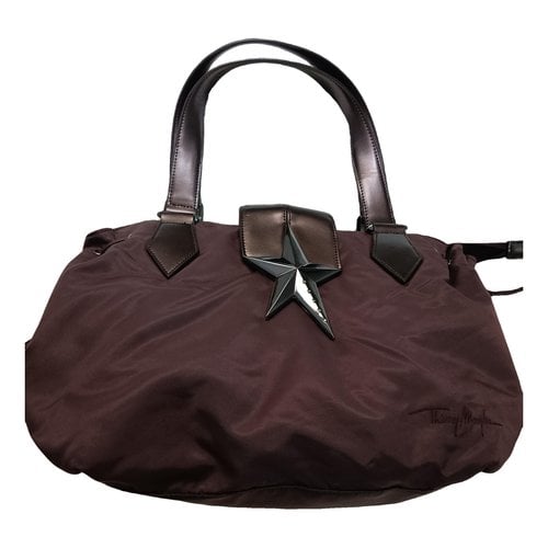 Pre-owned Mugler Linen Handbag In Brown