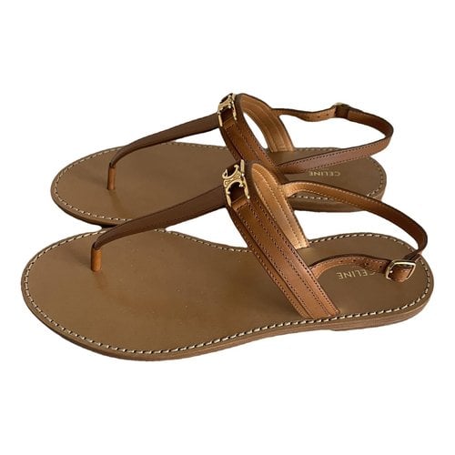 Pre-owned Celine Triomphe Leather Flip Flops In Other