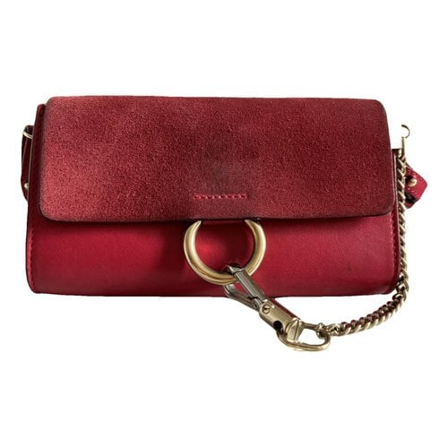 Pre-owned Chloé Faye Leather Clutch Bag In Red