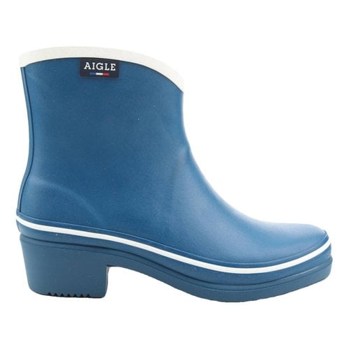 Pre-owned Aigle Wellington Boots In Blue