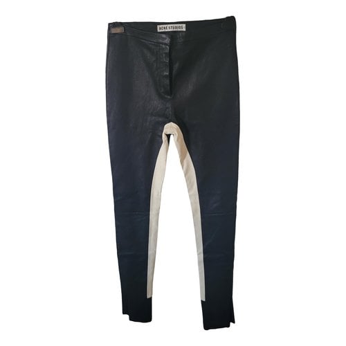 Pre-owned Acne Studios Leather Trousers In Black