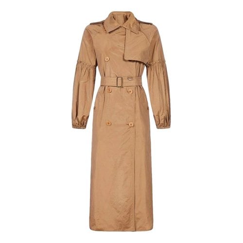 Pre-owned Max Mara Silk Trench Coat In Camel