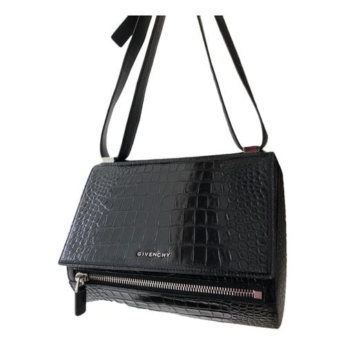 Pre-owned Givenchy Pandora Box Patent Leather Crossbody Bag In Black