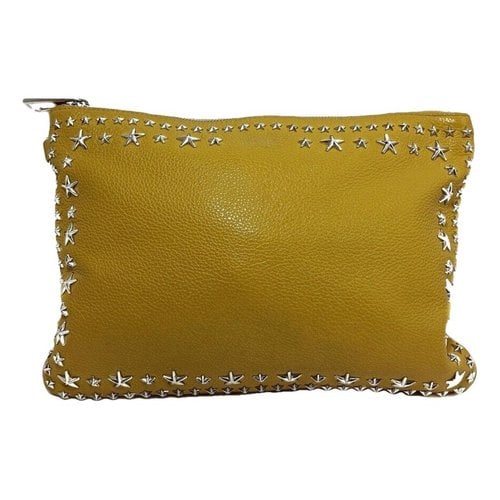Pre-owned Jimmy Choo Leather Clutch Bag In Yellow