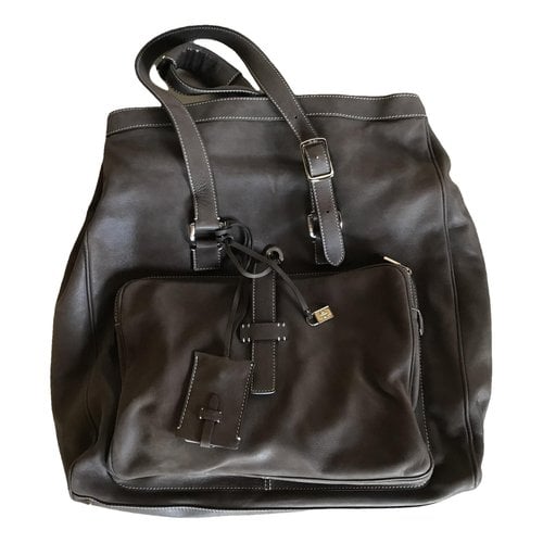 Pre-owned Loro Piana Leather Weekend Bag In Brown
