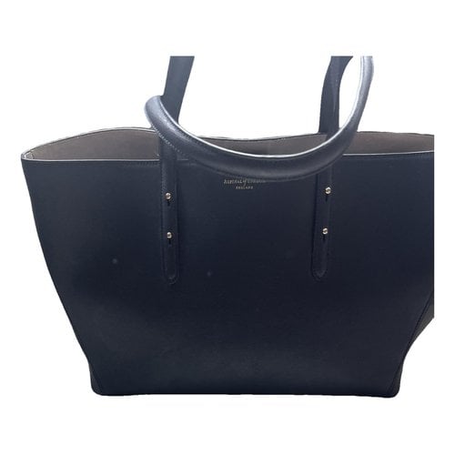 Pre-owned Aspinal Of London Leather Tote In Navy