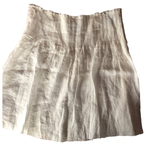 Pre-owned Burberry Linen Mid-length Skirt In Beige
