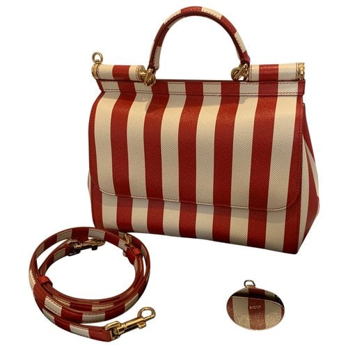 Pre-owned Dolce & Gabbana Sicily Leather Handbag In Red