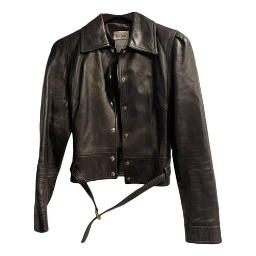 Pre-owned Celine Leather Biker Jacket In Brown