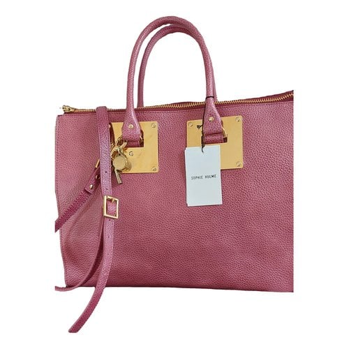 Pre-owned Sophie Hulme Square Albion Leather Handbag In Pink