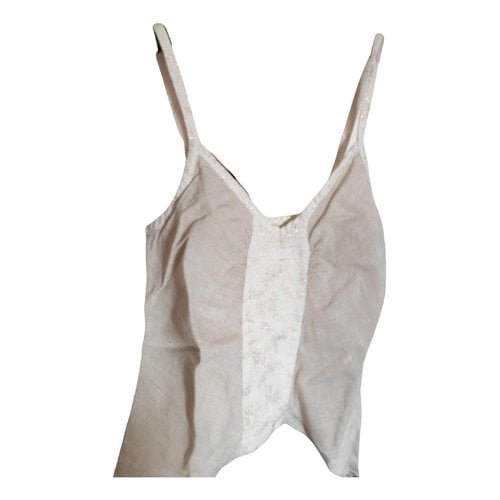Pre-owned Stefanel Linen Camisole In Beige