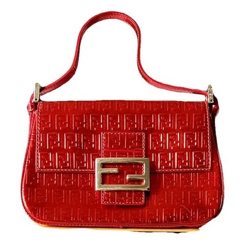Pre-owned Fendi Baguette Vinyl Handbag In Red