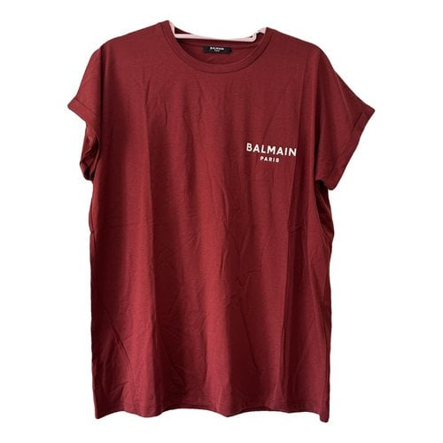 Pre-owned Balmain T-shirt In Burgundy