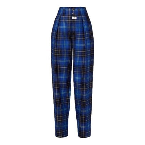 Pre-owned Etro Wool Trousers In Blue