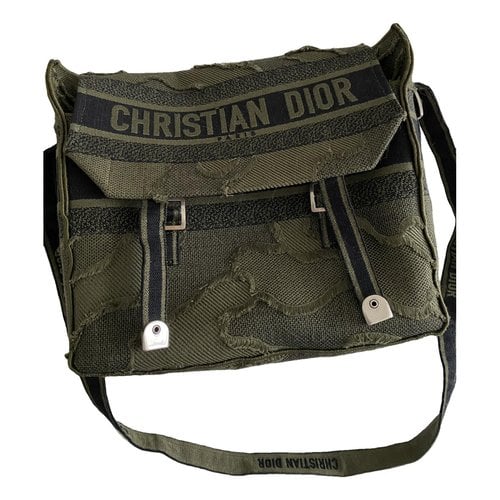 Pre-owned Dior Camp Cloth Crossbody Bag In Green