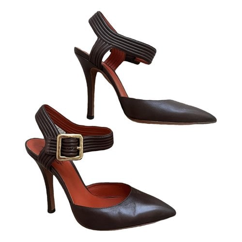 Pre-owned Santoni Leather Heels In Brown
