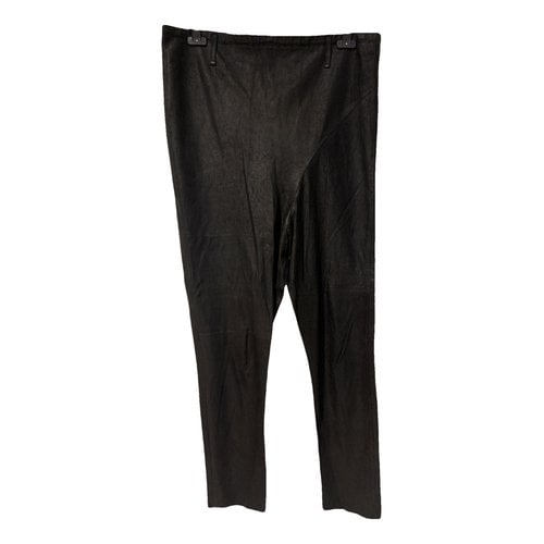 Pre-owned Ann Demeulemeester Leather Trousers In Black