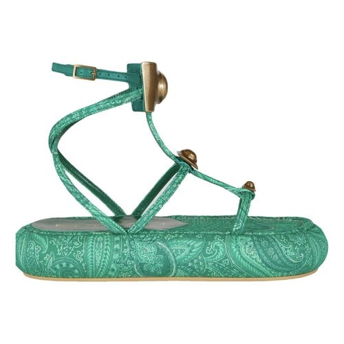 Pre-owned Etro Cloth Sandal In Green