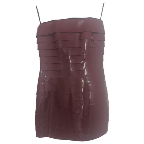 Pre-owned Dsquared2 Patent Leather Mini Dress In Burgundy