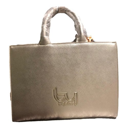 Pre-owned Byblos Vegan Leather Tote In Silver