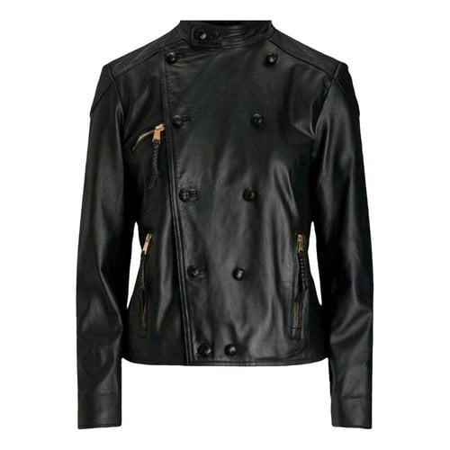 Pre-owned Ralph Lauren Leather Biker Jacket In Black