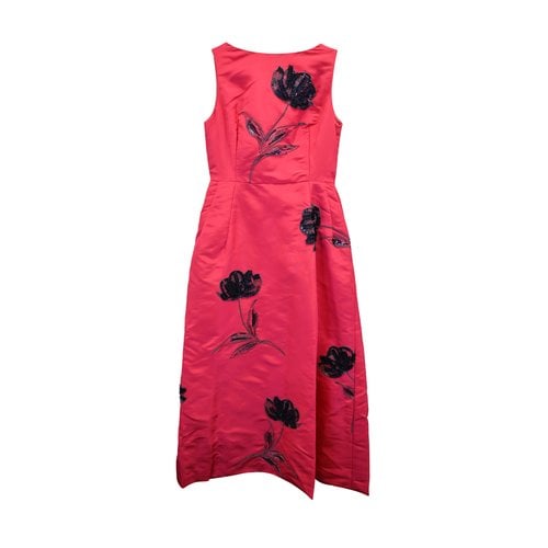 Pre-owned Oscar De La Renta Silk Mid-length Dress In Red