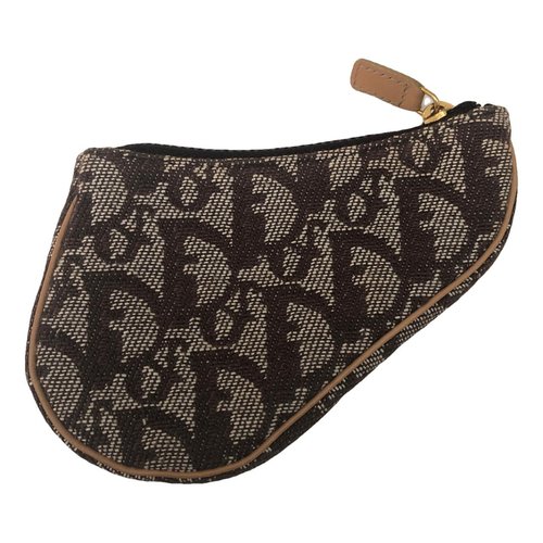 Pre-owned Dior Saddle Cloth Wallet In Brown