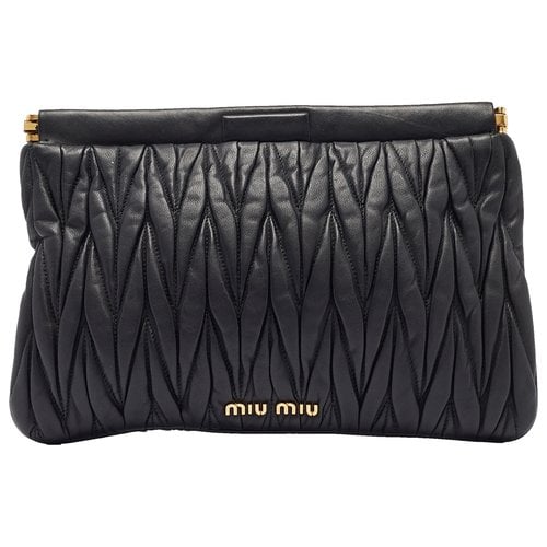 Pre-owned Miu Miu Leather Clutch Bag In Black