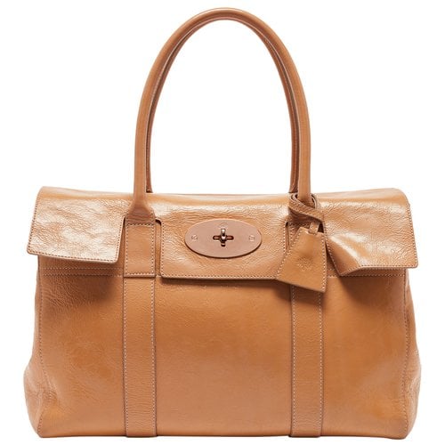 Pre-owned Mulberry Patent Leather Satchel In Beige