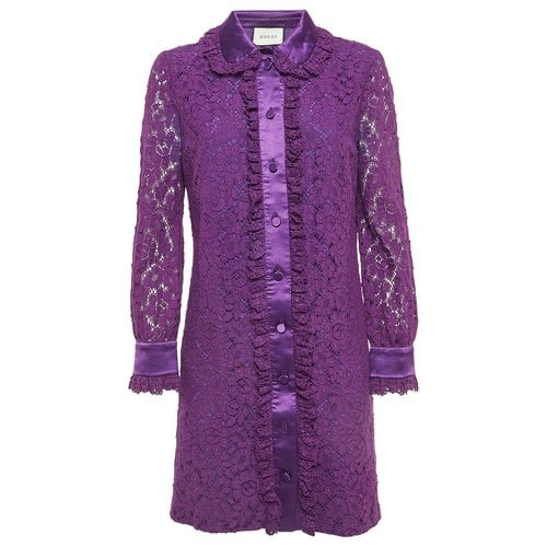 Pre-owned Gucci Lace Dress In Purple