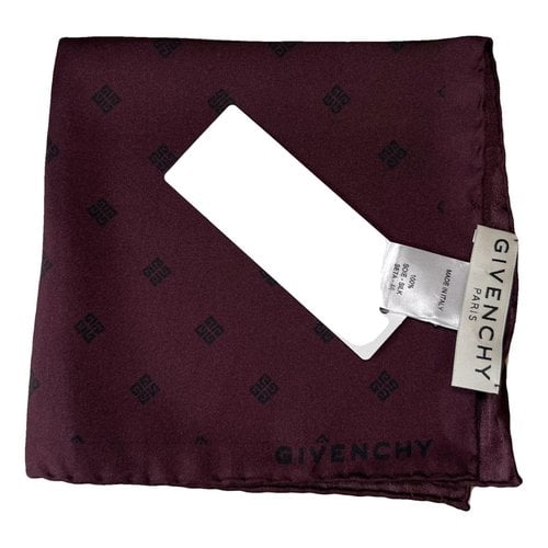 Pre-owned Givenchy Silk Scarf & Pocket Square In Burgundy