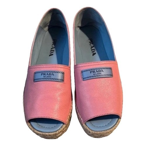 Pre-owned Prada Leather Espadrilles In Pink