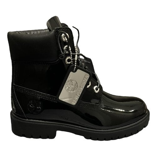 Pre-owned Timberland Patent Leather Boots In Black