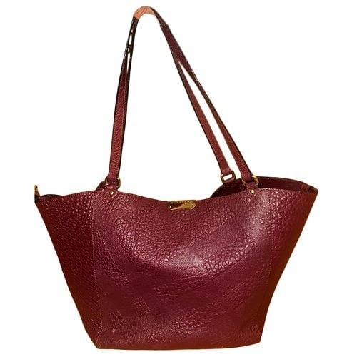 Pre-owned Burberry Woodbury Leather Tote In Purple