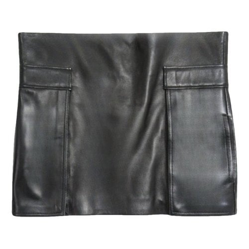 Pre-owned Saint Laurent Leather Mini Skirt In Black
