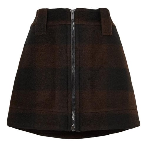 Pre-owned Ganni Wool Mini Skirt In Brown