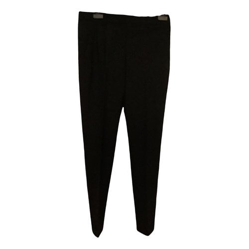 Pre-owned Theory Wool Straight Pants In Black