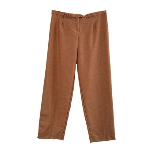 Pre-owned Escada Wool Straight Pants In Brown
