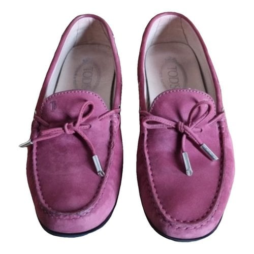 Pre-owned Tod's Gommino Leather Flats In Purple