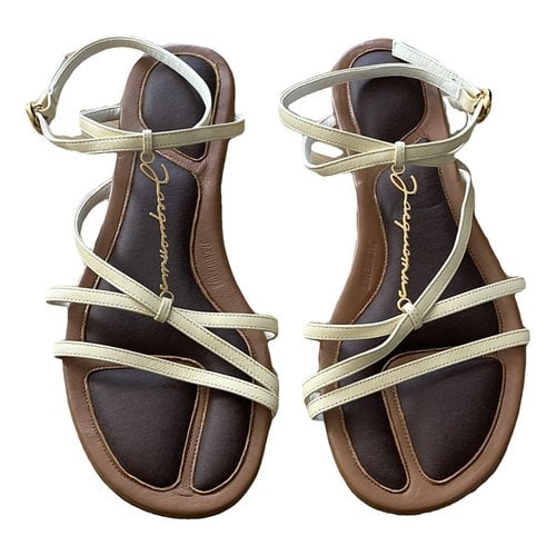 Pre-owned Jacquemus Pralu Leather Sandal In Beige