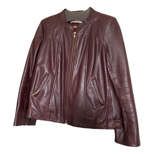 Pre-owned Gerard Darel Leather Jacket In Burgundy