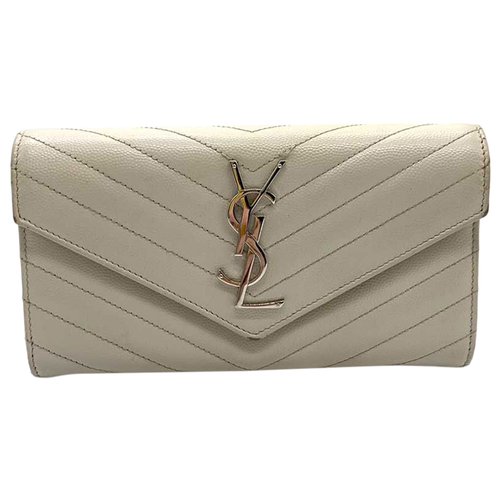 Pre-owned Saint Laurent Leather Purse In White