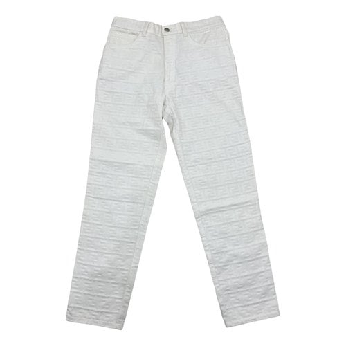 Pre-owned Fendi Straight Pants In White